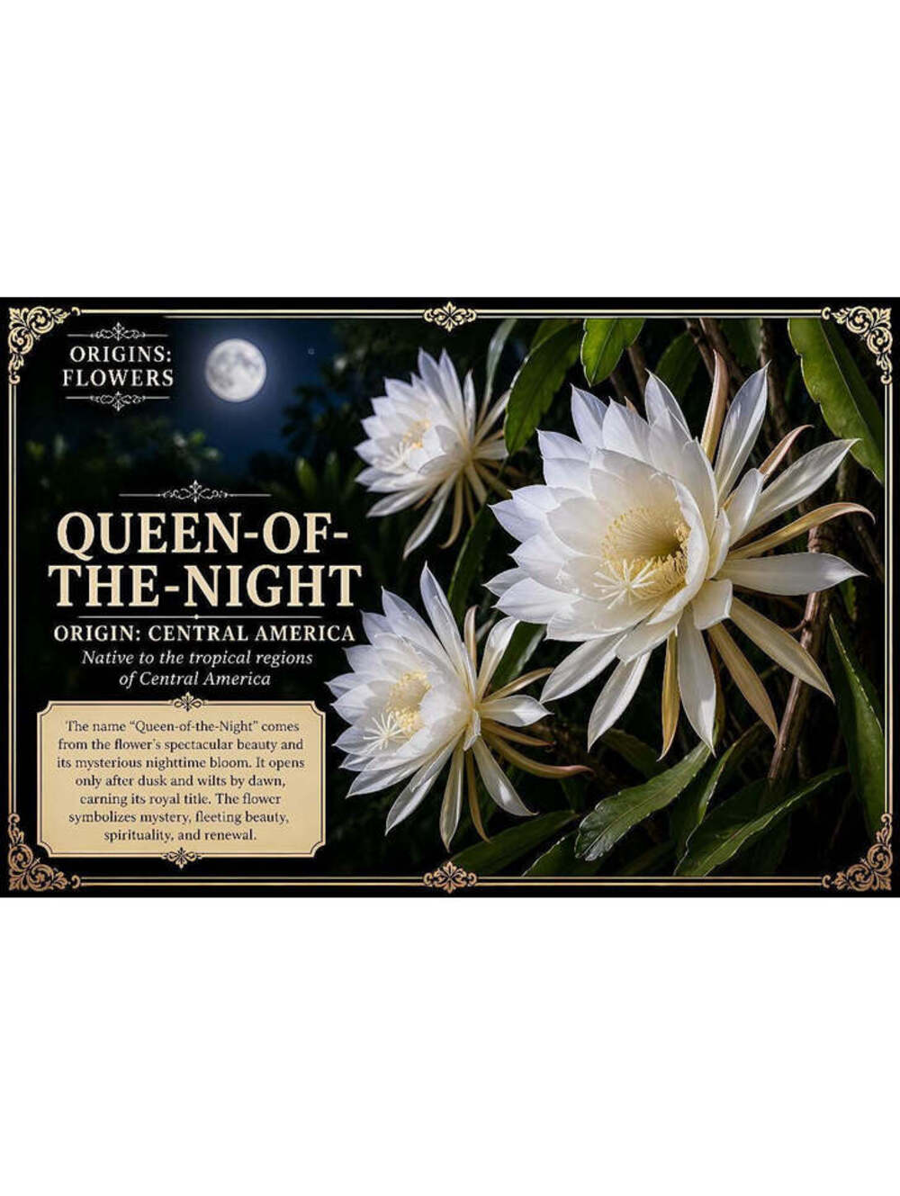 4647 Queen of the Night Floral Definitions 8x10 Glossy Print
